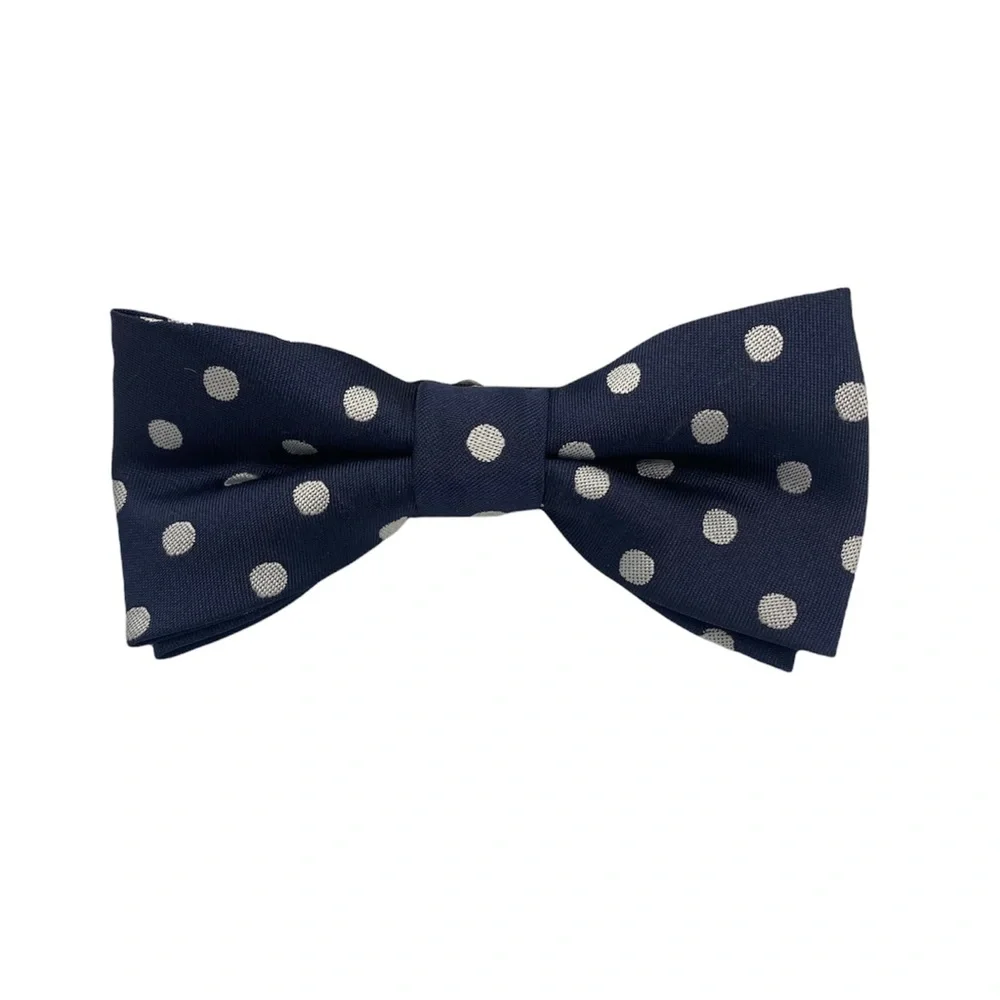 Dark Navy with White Polka Dots Bow tie